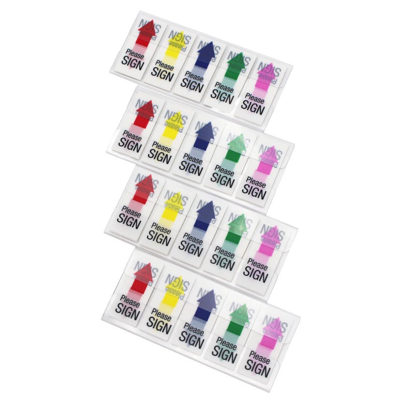 Andoca Please Sign Message Flags Assorted Color  400 Pages Total  0.79x1.77 Inch Wide Flags  Easy to Post  4 On-The-Go Dispensers/Pack - Image 1